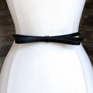 Lodis Belt L XL Leather Bow Black Skinny Stretch